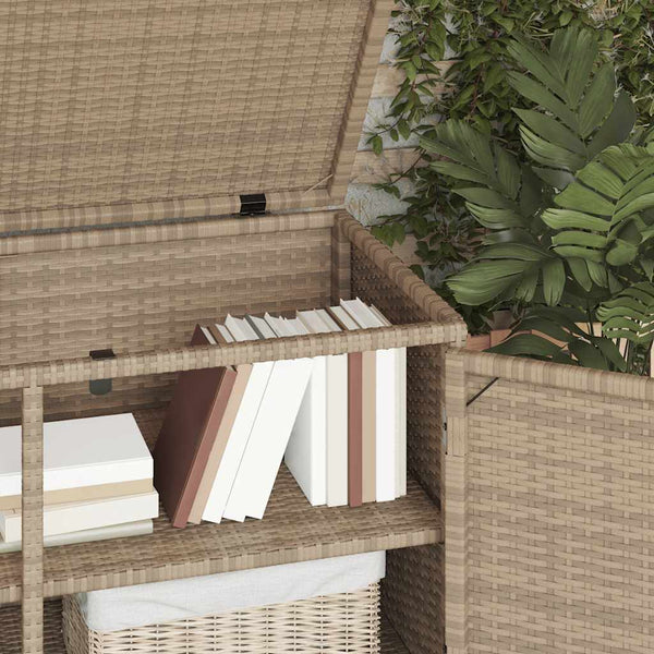 Gartenschrank Beige Poly Rattan 110x55x60,5cm