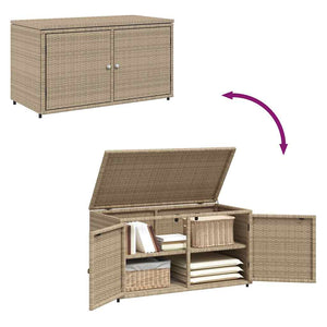 Gartenschrank Beige Poly Rattan 110x55x60,5cm