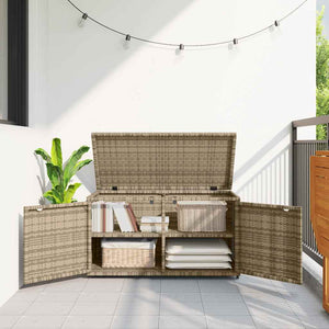 Gartenschrank Beige Poly Rattan 110x55x60,5cm