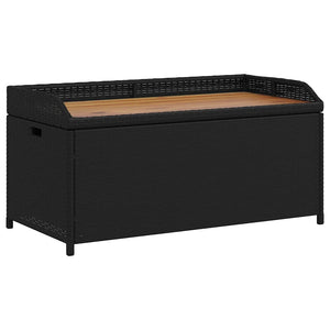 vidaXL Banc de rangement noir 100 x 50 x 52 cm en poly rotin et bois d'acacia