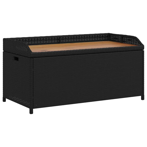 vidaXL Banc de rangement noir 100 x 50 x 52 cm en poly rotin et bois d'acacia