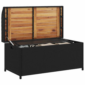 vidaXL Banc de rangement noir 100 x 50 x 52 cm en poly rotin et bois d'acacia