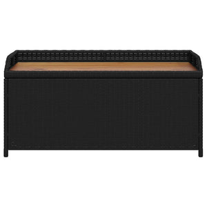 vidaXL Banc de rangement noir 100 x 50 x 52 cm en poly rotin et bois d'acacia
