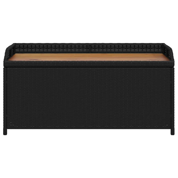 vidaXL Banc de rangement noir 100 x 50 x 52 cm en poly rotin et bois d'acacia