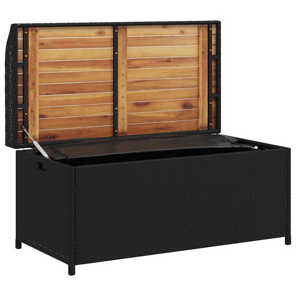 vidaXL Banc de rangement noir 100 x 50 x 52 cm en poly rotin et bois d'acacia