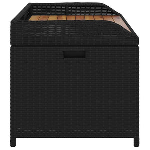 vidaXL Banc de rangement noir 100 x 50 x 52 cm en poly rotin et bois d'acacia
