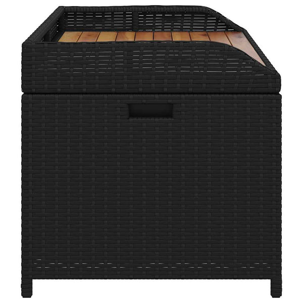 vidaXL Banc de rangement noir 100 x 50 x 52 cm en poly rotin et bois d'acacia