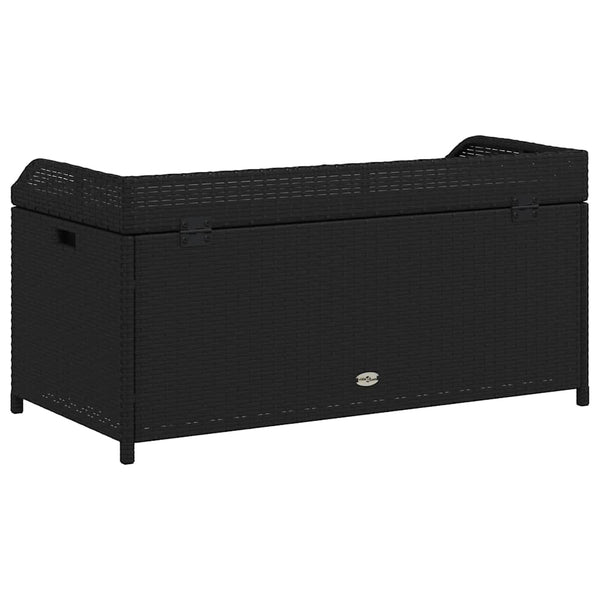vidaXL Banc de rangement noir 100 x 50 x 52 cm en poly rotin et bois d'acacia
