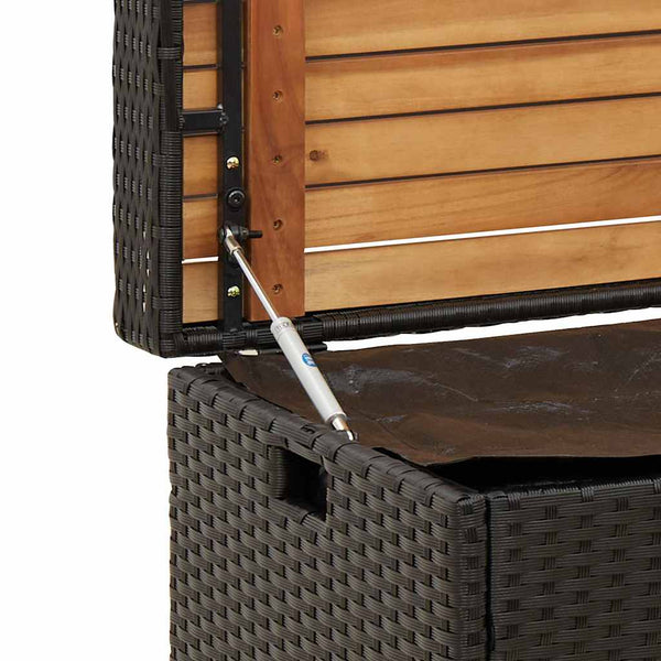 vidaXL Banc de rangement noir 100 x 50 x 52 cm en poly rotin et bois d'acacia