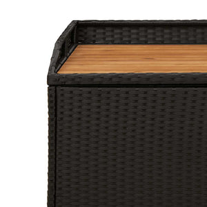 vidaXL Banc de rangement noir 100 x 50 x 52 cm en poly rotin et bois d'acacia