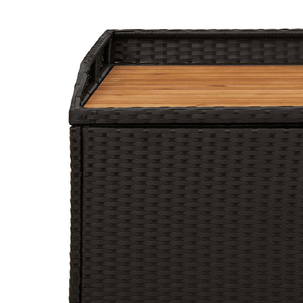 vidaXL Banc de rangement noir 100 x 50 x 52 cm en poly rotin et bois d'acacia