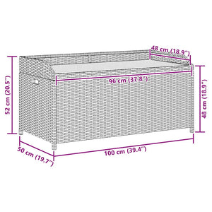 vidaXL Banc de rangement beige 100x50x52 cm en résine tressée et bois d'acacia