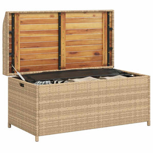 vidaXL Banc de rangement beige 100x50x52 cm en résine tressée et bois d'acacia