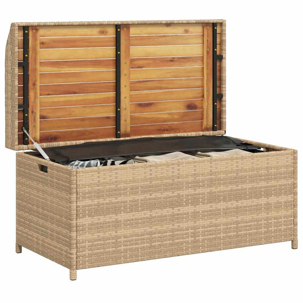 vidaXL Banc de rangement beige 100x50x52 cm en résine tressée et bois d'acacia