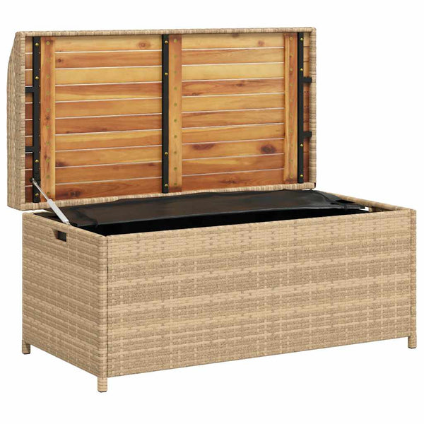 vidaXL Banc de rangement beige 100x50x52 cm en résine tressée et bois d'acacia