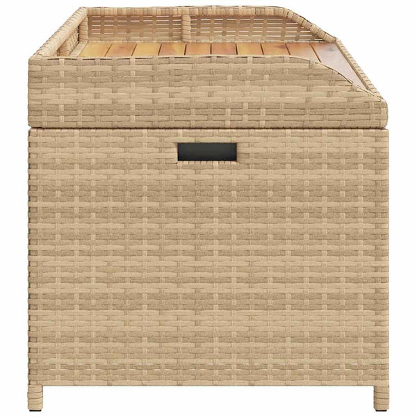 vidaXL Banc de rangement beige 100x50x52 cm en résine tressée et bois d'acacia