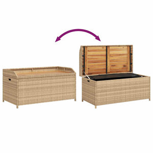 vidaXL Banc de rangement beige 100x50x52 cm en résine tressée et bois d'acacia