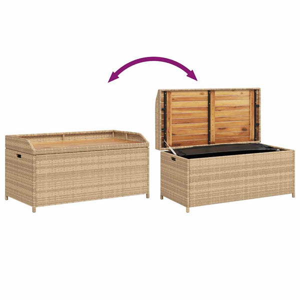 vidaXL Banc de rangement beige 100x50x52 cm en résine tressée et bois d'acacia