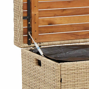 vidaXL Banc de rangement beige 100x50x52 cm en résine tressée et bois d'acacia