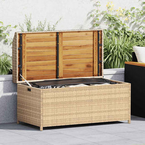 vidaXL Banc de rangement beige 100x50x52 cm en résine tressée et bois d'acacia