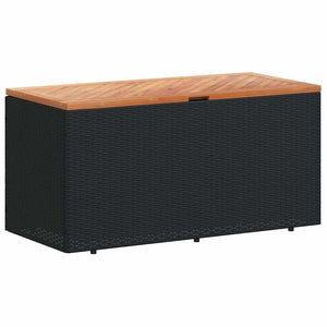 Gartentruhe Schwarz 110 cm Poly Rattan