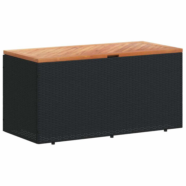 Gartentruhe Schwarz 110 cm Poly Rattan