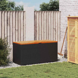 Gartentruhe Schwarz 110 cm Poly Rattan