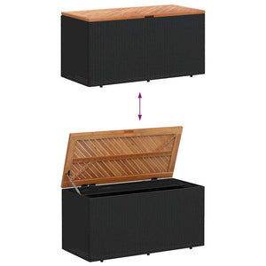 Gartentruhe Schwarz 110 cm Poly Rattan
