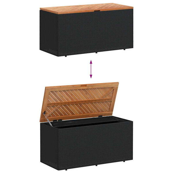 Gartentruhe Schwarz 110 cm Poly Rattan