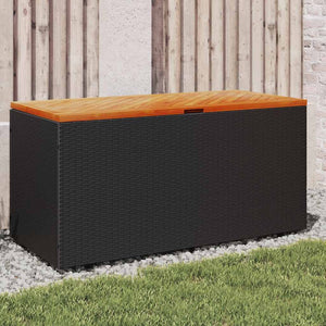 Gartentruhe Schwarz 110 cm Poly Rattan
