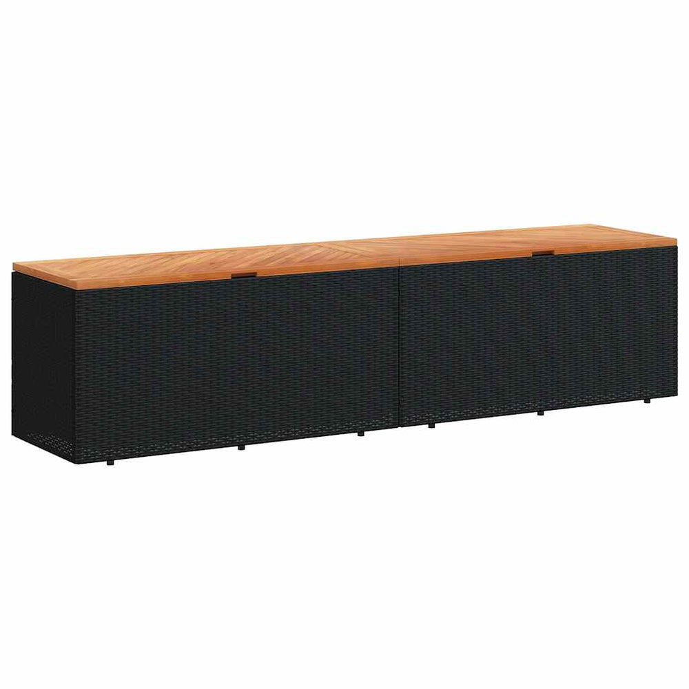 Gartentruhe Schwarz 220 cm Poly Rattan