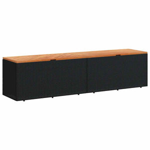 Gartentruhe Schwarz 220 cm Poly Rattan