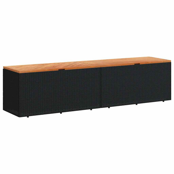 Gartentruhe Schwarz 220 cm Poly Rattan