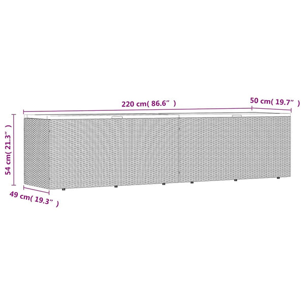 Gartentruhe Schwarz 220 cm Poly Rattan