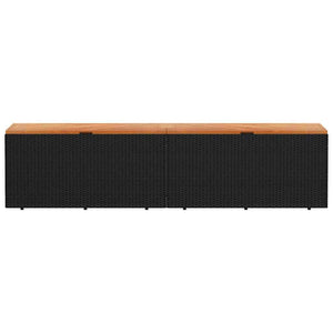 Gartentruhe Schwarz 220 cm Poly Rattan