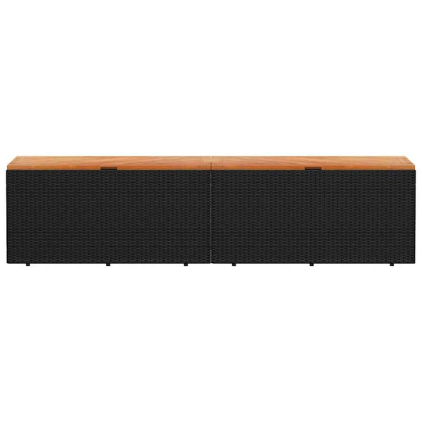 Gartentruhe Schwarz 220 cm Poly Rattan