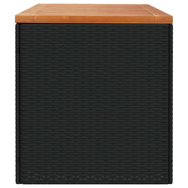Gartentruhe Schwarz 220 cm Poly Rattan