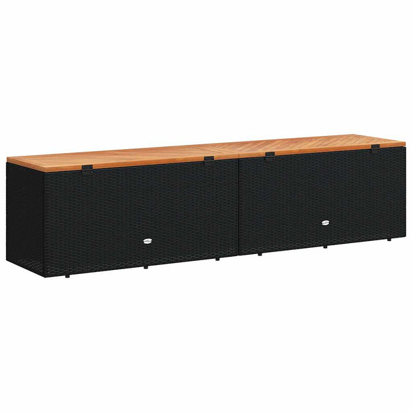 Gartentruhe Schwarz 220 cm Poly Rattan