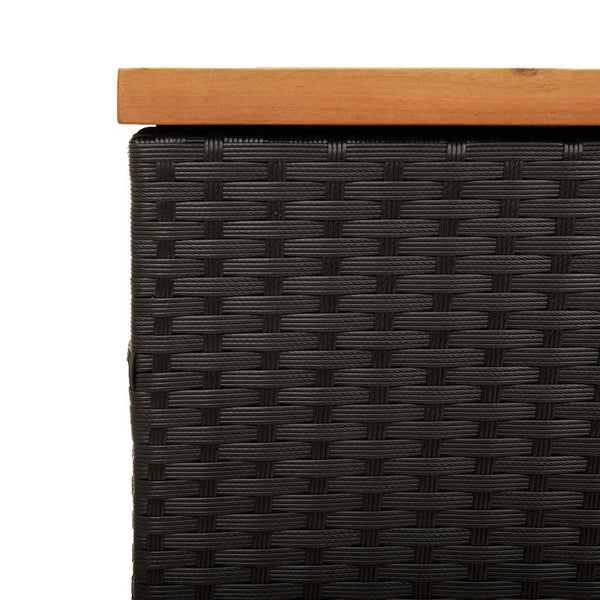 Gartentruhe Schwarz 220 cm Poly Rattan