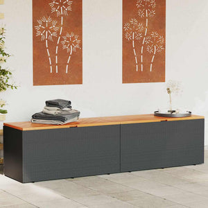 Gartentruhe Schwarz 220 cm Poly Rattan