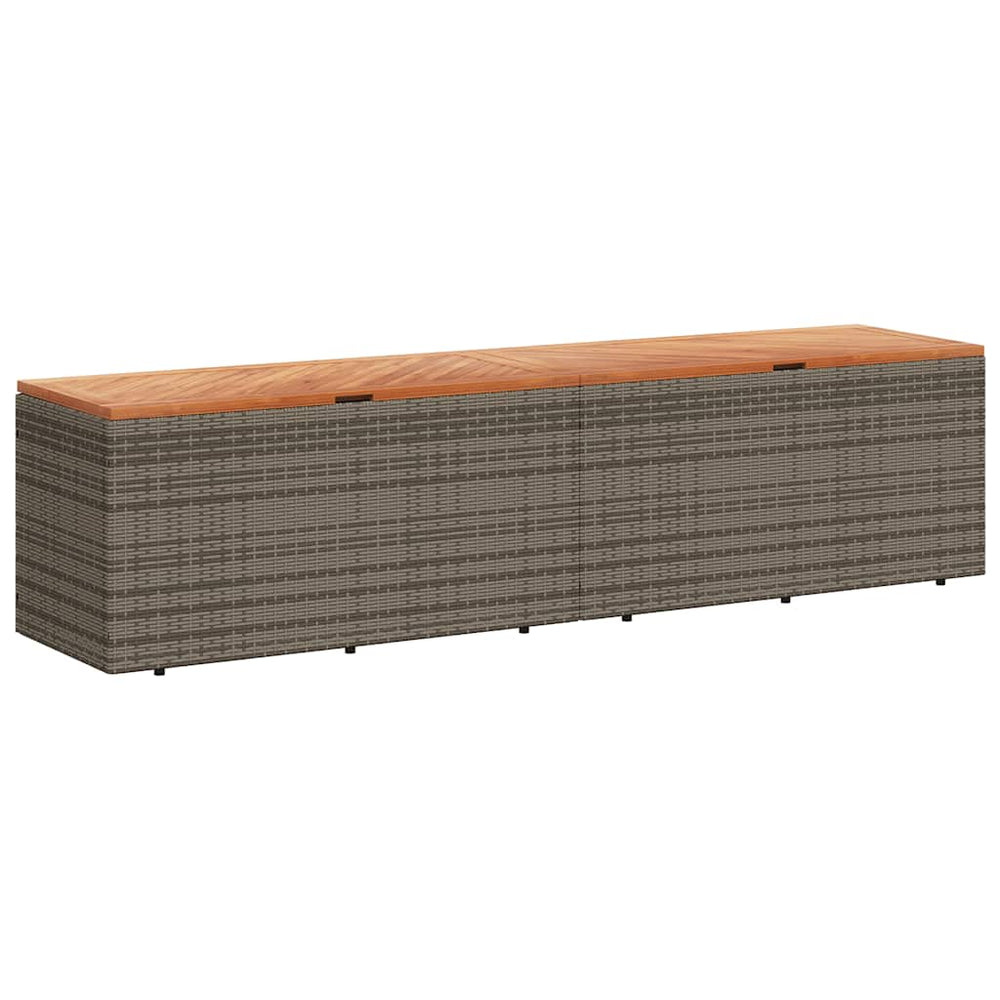 Gartentruhe Grau 220 cm Poly Rattan