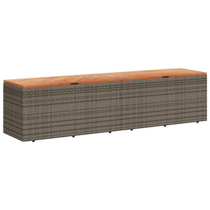 Gartentruhe Grau 220 cm Poly Rattan