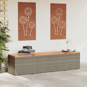 Gartentruhe Grau 220 cm Poly Rattan