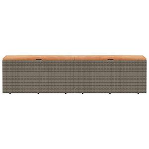 Gartentruhe Grau 220 cm Poly Rattan