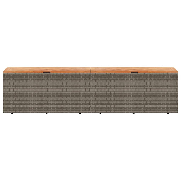 Gartentruhe Grau 220 cm Poly Rattan