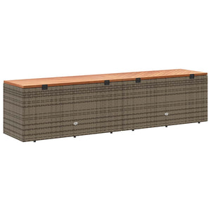 Gartentruhe Grau 220 cm Poly Rattan