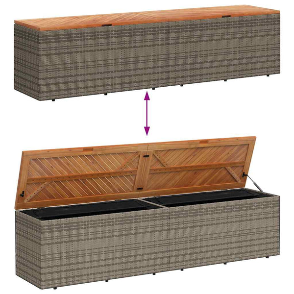 Gartentruhe Grau 220 cm Poly Rattan