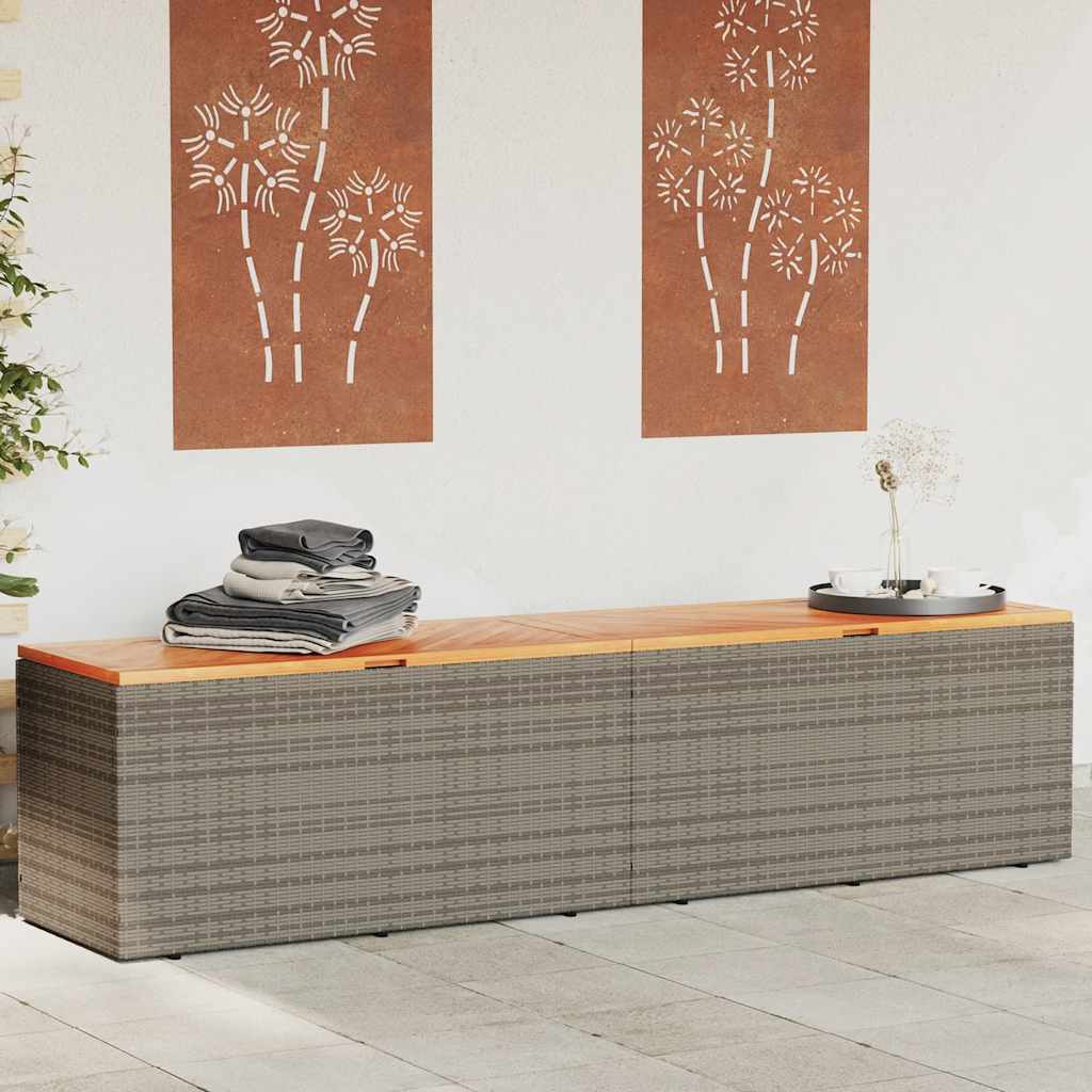 Gartentruhe Grau 220 cm Poly Rattan