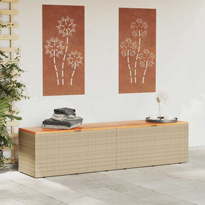 Gartentruhe Beige 220 cm Poly Rattan
