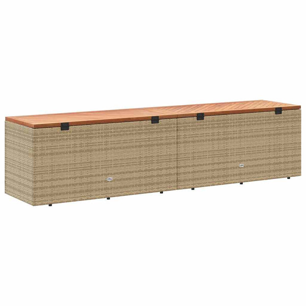 Gartentruhe Beige 220 cm Poly Rattan